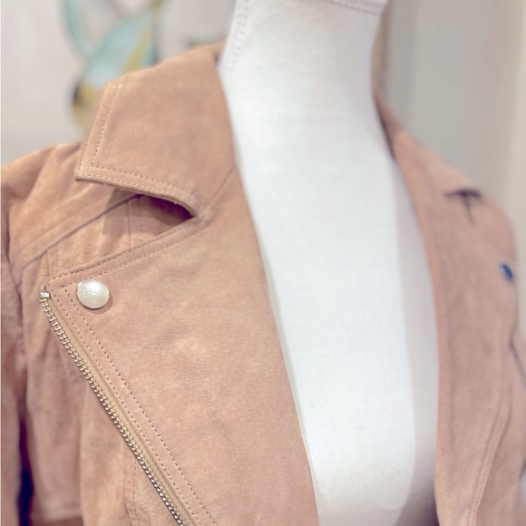 NWOT River Island Suede Biker Jacket in Desert Blush Size 10 $130 (RRP $198)💛. - Picture 5 of 8